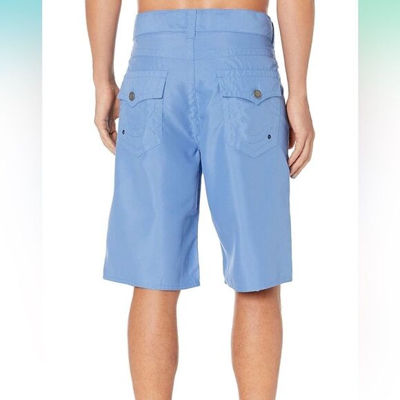 True Religion Big T Surf Board Swim Shorts Digital Blue | size 34 | NWT - Picture 3 of 11